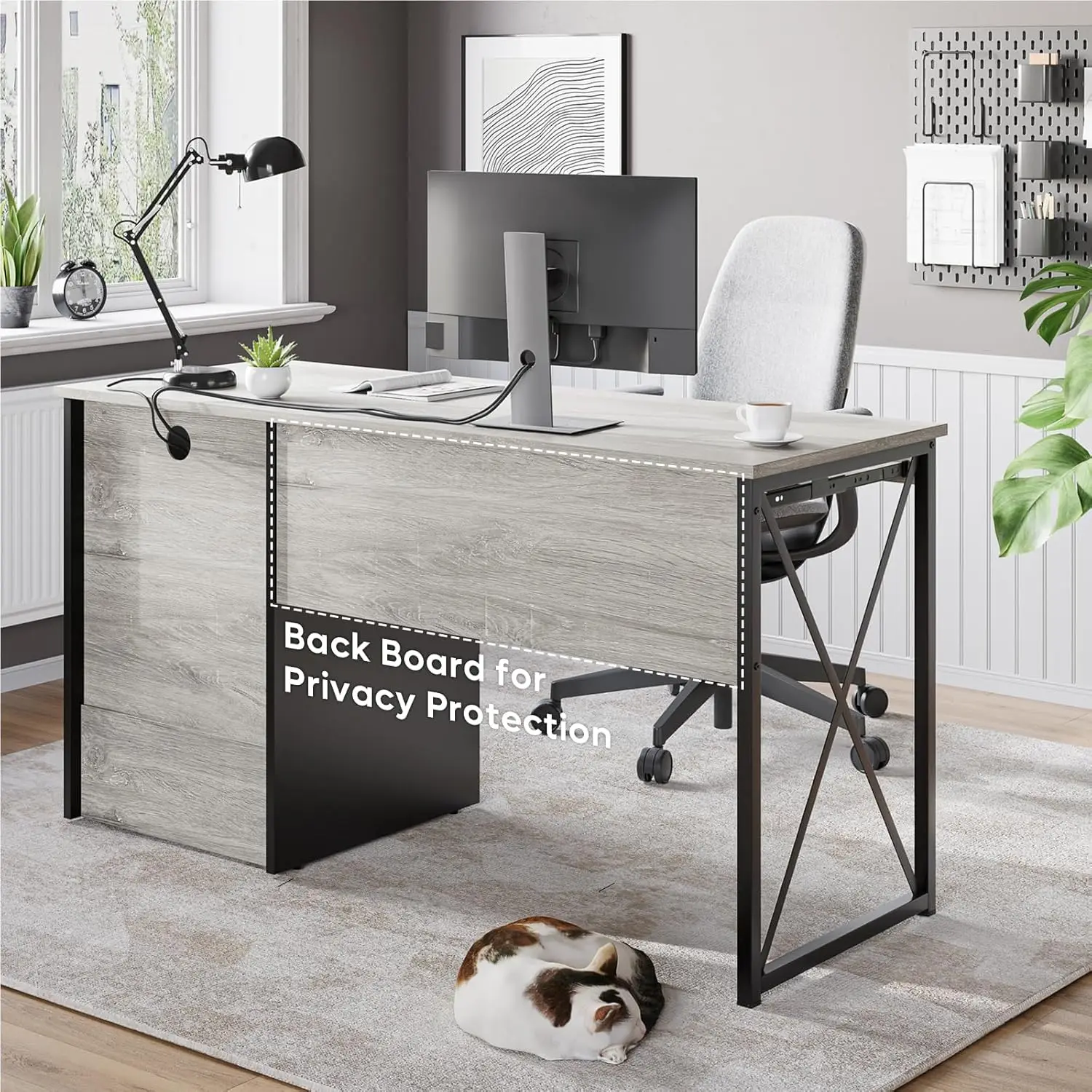 Bestier Office Desk with Drawers, 55 inch Industrial Computer Desk with Storage, Wood Teacher Desk with Keyboard Tray