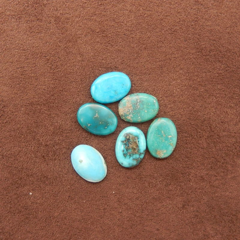 

6 шт., набор овальных кабошонов из натуральной бирюзы, сине-зеленые драгоценные камни с матричными узорами, 14x10x3 мм, 4,4 г для изготовления ювелирных изделий