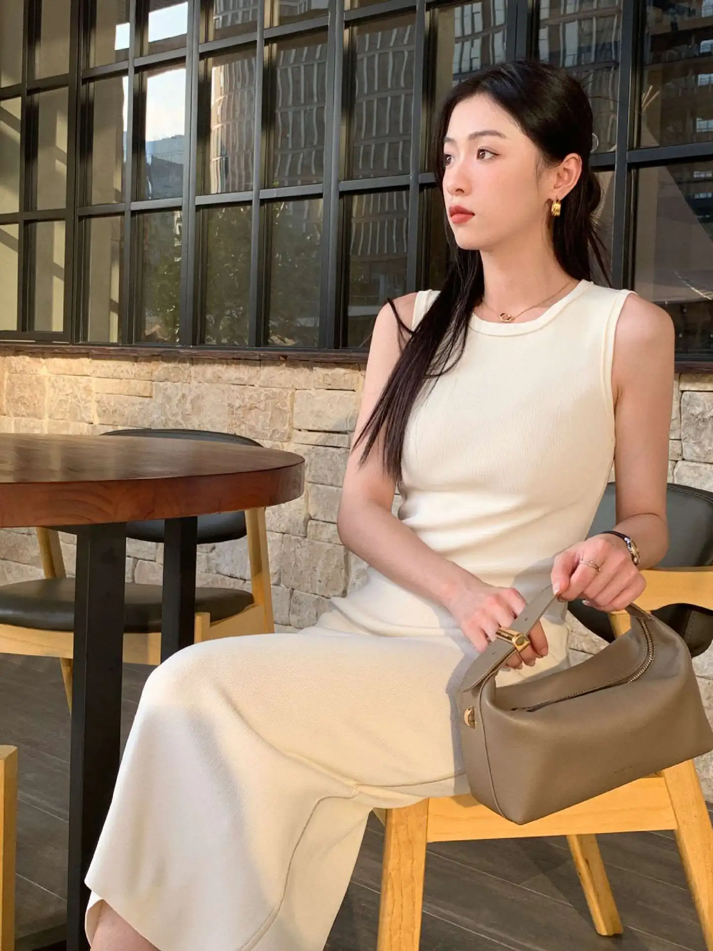 

Современное женское летнее платье Slimfit из льна с высокой талией, круглым вырезом и коротким рукавом, базовое, цельное