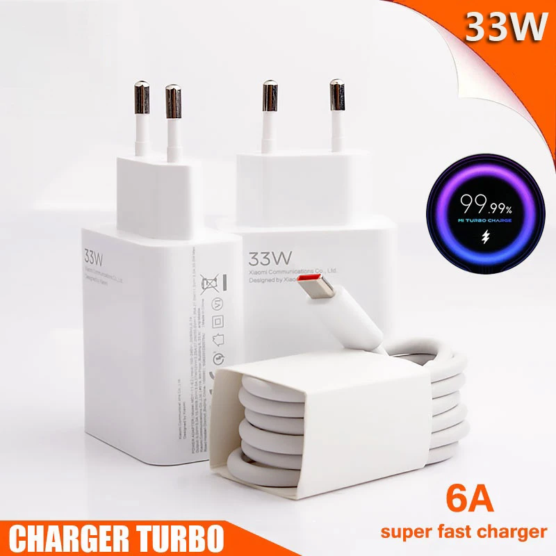 33 واط شاحن سريع QC 3.0 USB نوع C كابل 6A شحن سريع توربو تهمة الهاتف المحمول مهايئ شاحن لسامسونج شاومي 2026 #1