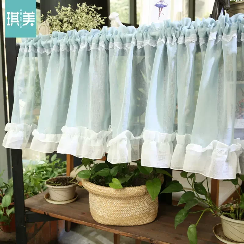 Elegant Transparent yarn tulle pastoral Coffee Short Curtain Kitchen Curtains for Living Room Bedroom New arrival