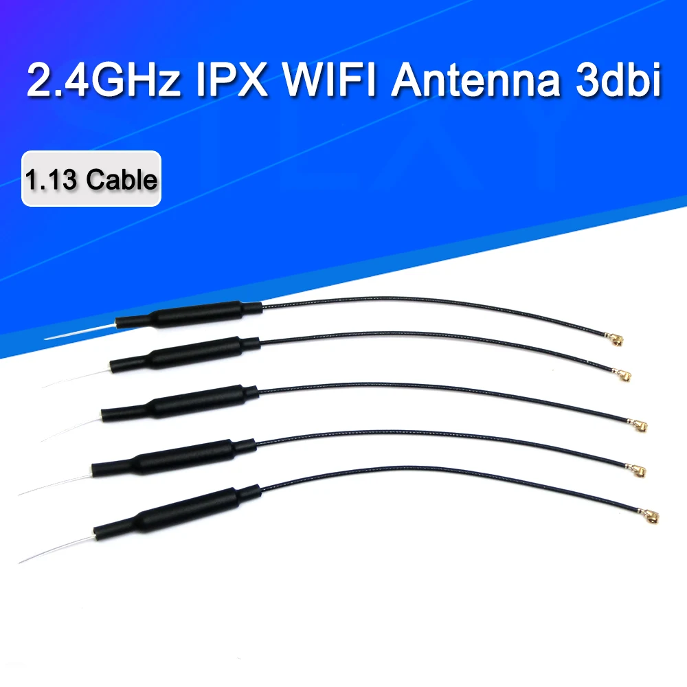 5Pcs/lot 2.4GHz WIFI Antenna 3dbi UF.L IPX Connector Brass Inner Aerial 15cm Length 1.13 Cable HLK-RM04 ESP-07