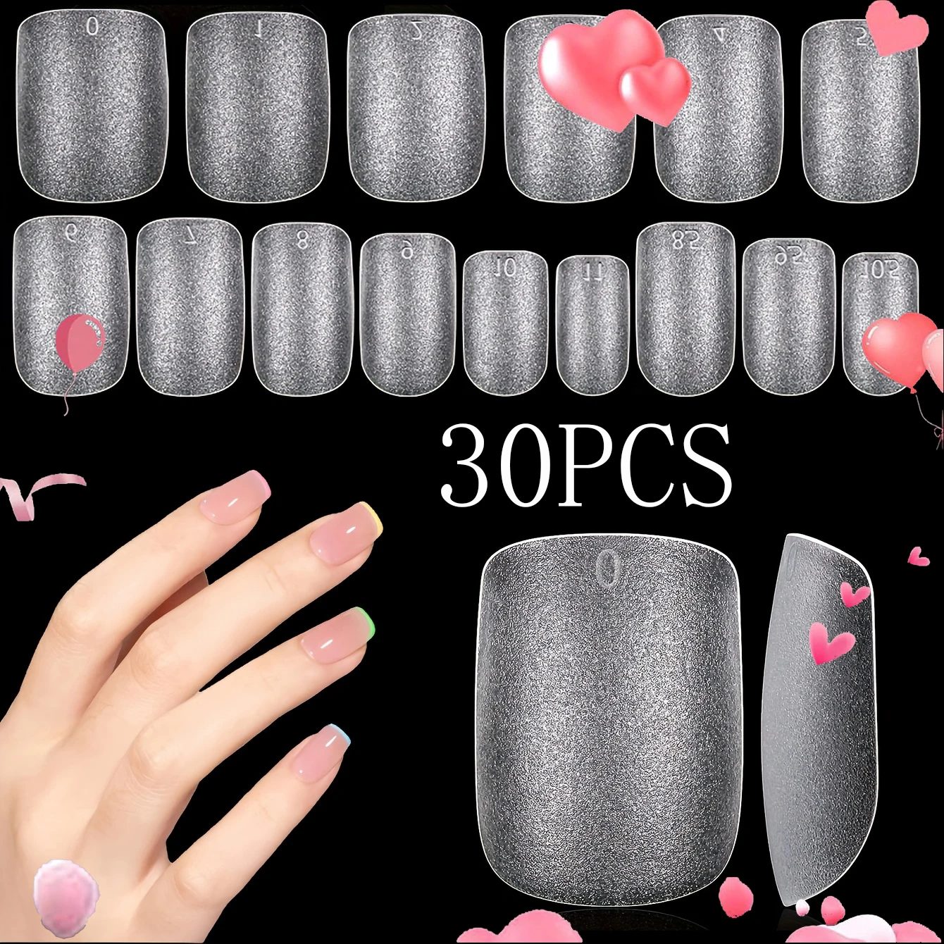 30/150/300PCS Medium Platz Nagel Spitze Weiche Gel Peeling Drücken Nagel Vollständige Abdeckung Acryl Nagel vorform Für Nagel Verlängerung
