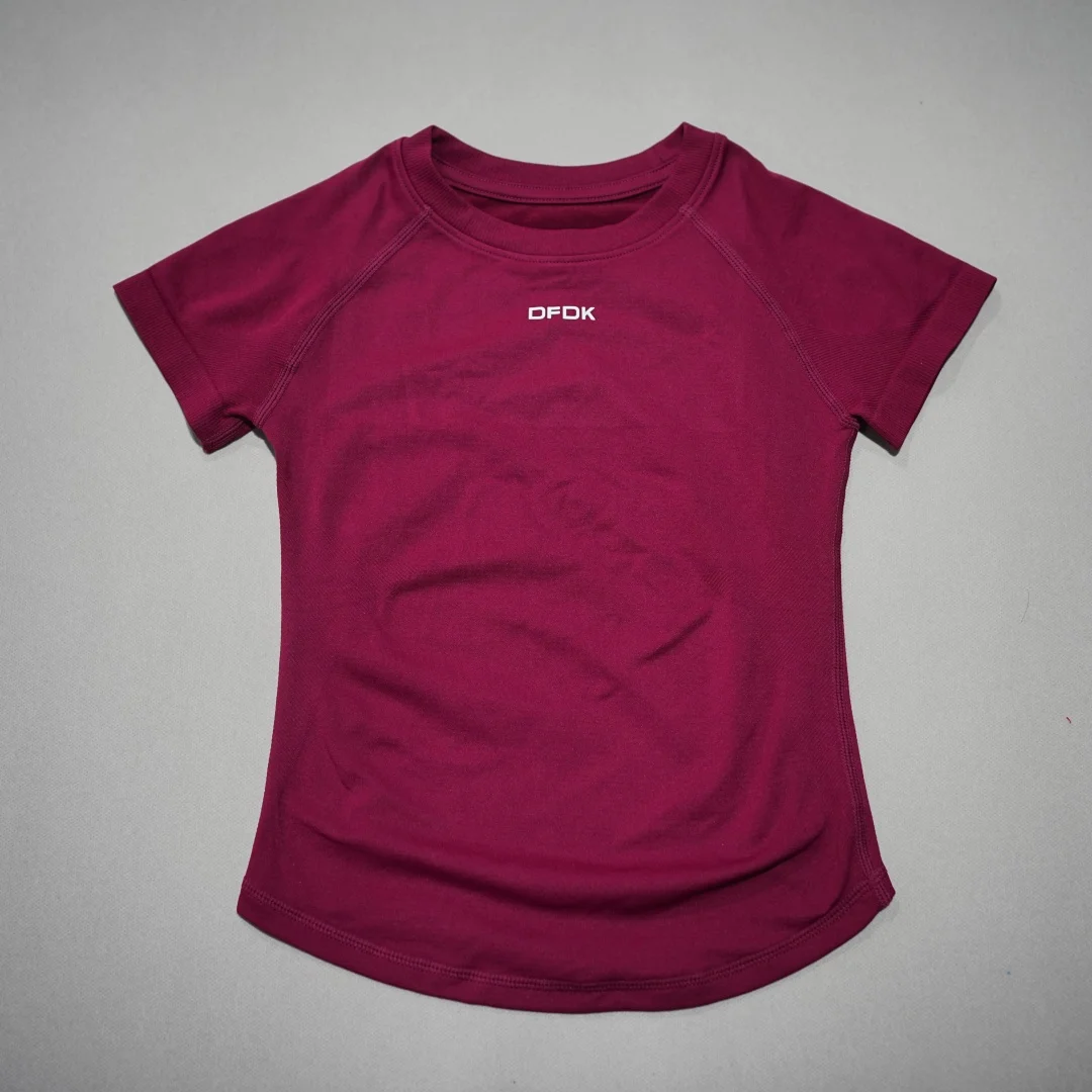 DFDK 2026 New Quick Dry Sports T-shirt Women Round Neck Short Sleeve Breathable Elastic Slim Fit Gym Yoga Running Workout Tops image 4