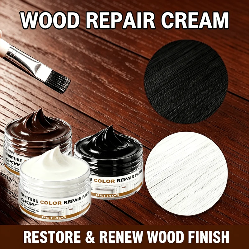 Wood Repair Paste: 3-Color Wood Tint, Fills Scratches, Cracks & Fades, for Doors, Cabinets, Tables & Floors, Home Essential