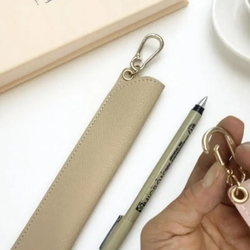 1Pcs Leather Pencil Holder School Pen Storage Bag Pen Case Kawaii Pen Protective Sleeve Small Sign Pen Cover Leather Case Gifts