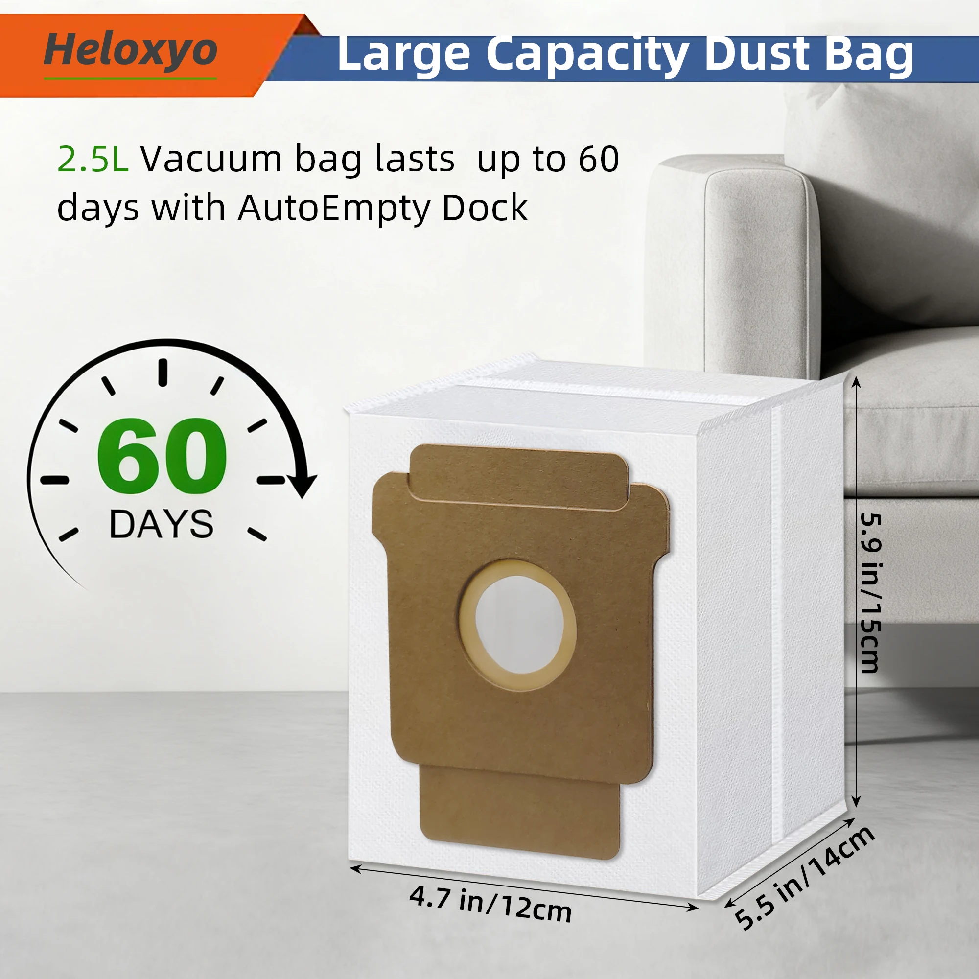 Replacement Dust Bag Compatible with iRobot Roomba 2 Essential Q052, Roomba 104, 105 Vac, 105 Combo, Plus 405, Plus 505 image 5