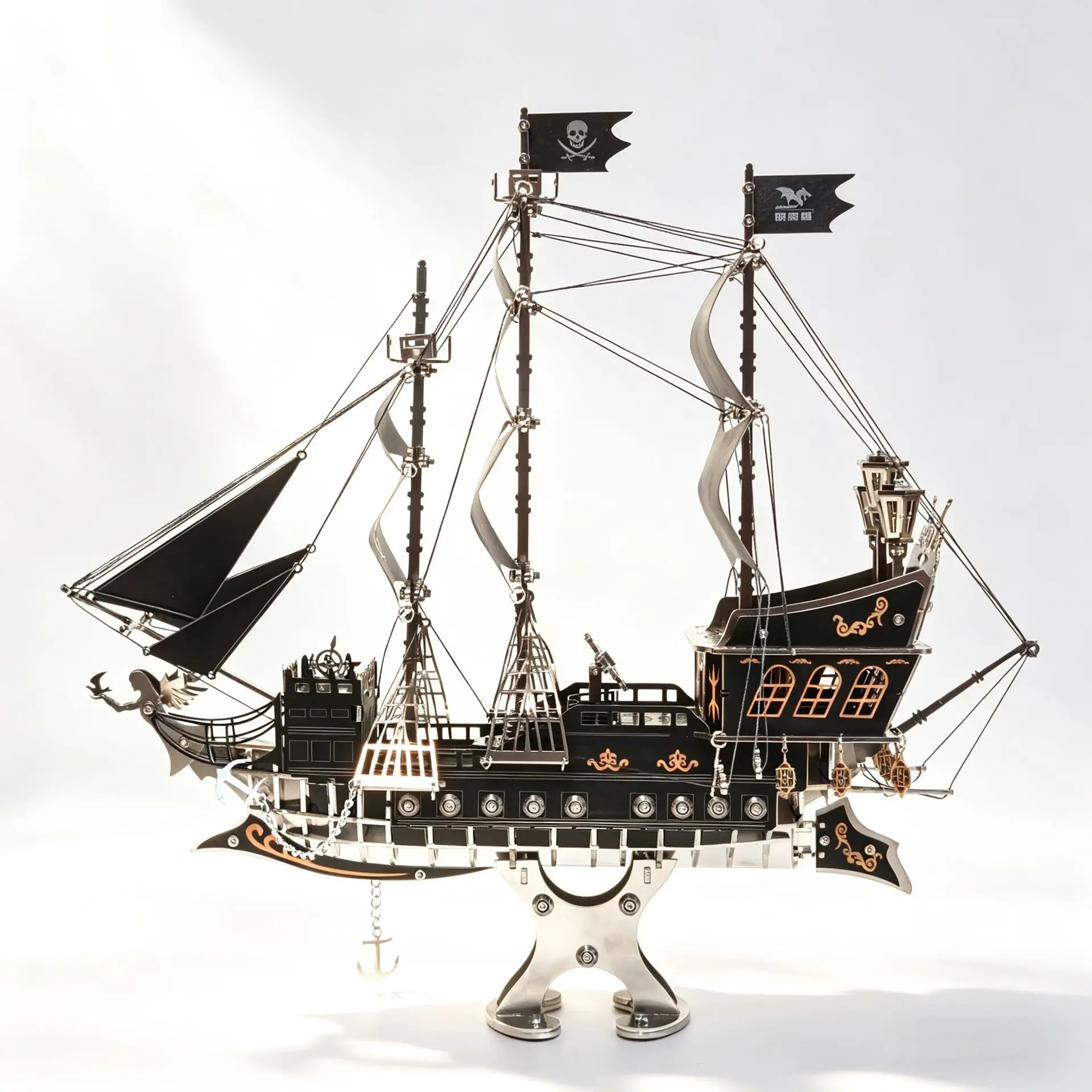 Pirate Ship 3D stereoscopic puzzle, high-difficulty metal assembly model, DIY gift, educational toy, home decoration view 3
