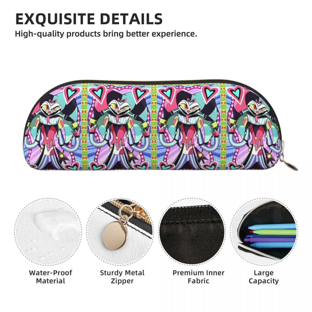 Fizzarolli Helluva Boss مقلمة قلم رصاص الحقيبة تخزين القرطاسية لوازم سعة كبيرة صندوق القلم حقيبة أقلام رصاص لمدرسة الأطفال #5