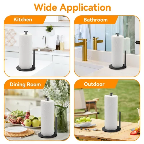 Imagen 2 del producto Toallero de papel para cocina Soporte para toallas de papel para encimera Soporte para toallas de papel ponderado para rollos de tamaño estándar y grande