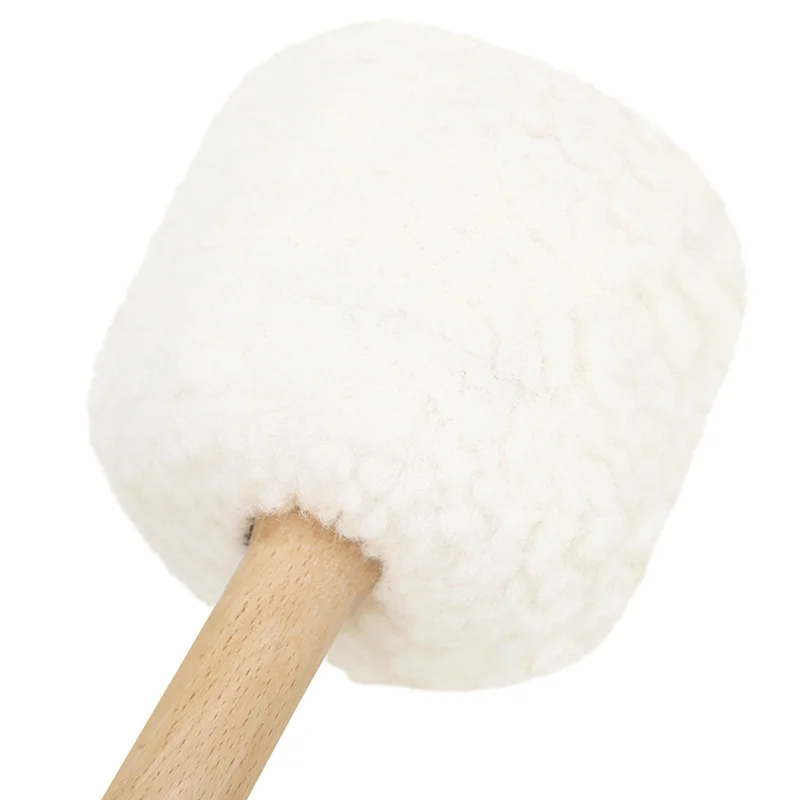 A69P-IRIN Professional Songbo Singing Bowl Mallet Sound Therapy Gong Hammer Lamb Plush Head Beech Wood Handle - Small Head