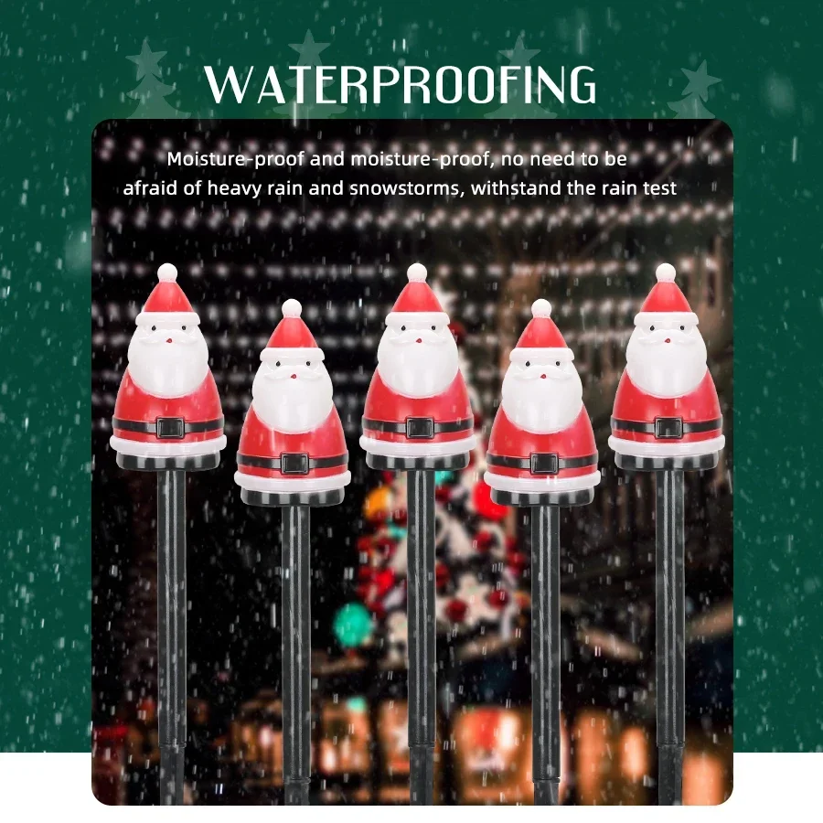 Christmas Solar LED Lights Santa Claus Tree Garden Decoration Waterproof Light Outdoor Post Lamp Lawn Landscape Led Solar Light