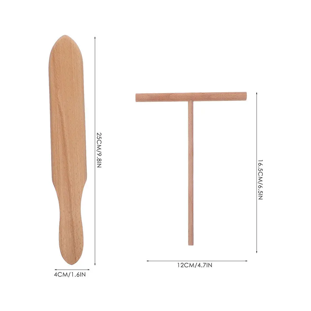 1Set Pancake Scraper Kit Household Crepe Spreaders Professional Crepe Pan Maker Tools Wooden Kitchen Spatula Easy Clean