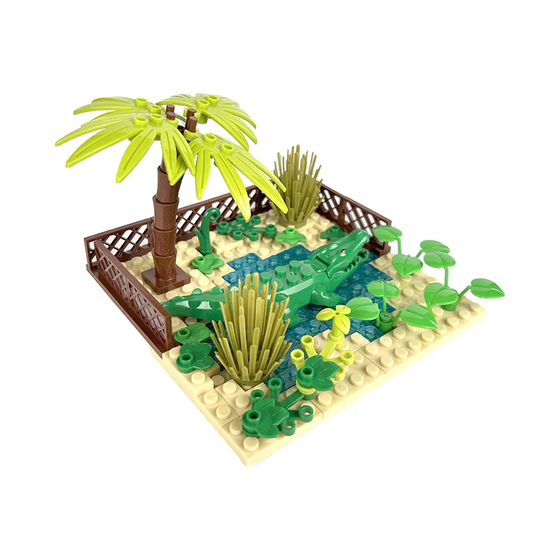 Compatible With LEGO Zoo MOC Building Blocks Toys Farm Scene Bricks Toys Tiger Breeding House Duck Crocodile Pond Chicken Coop