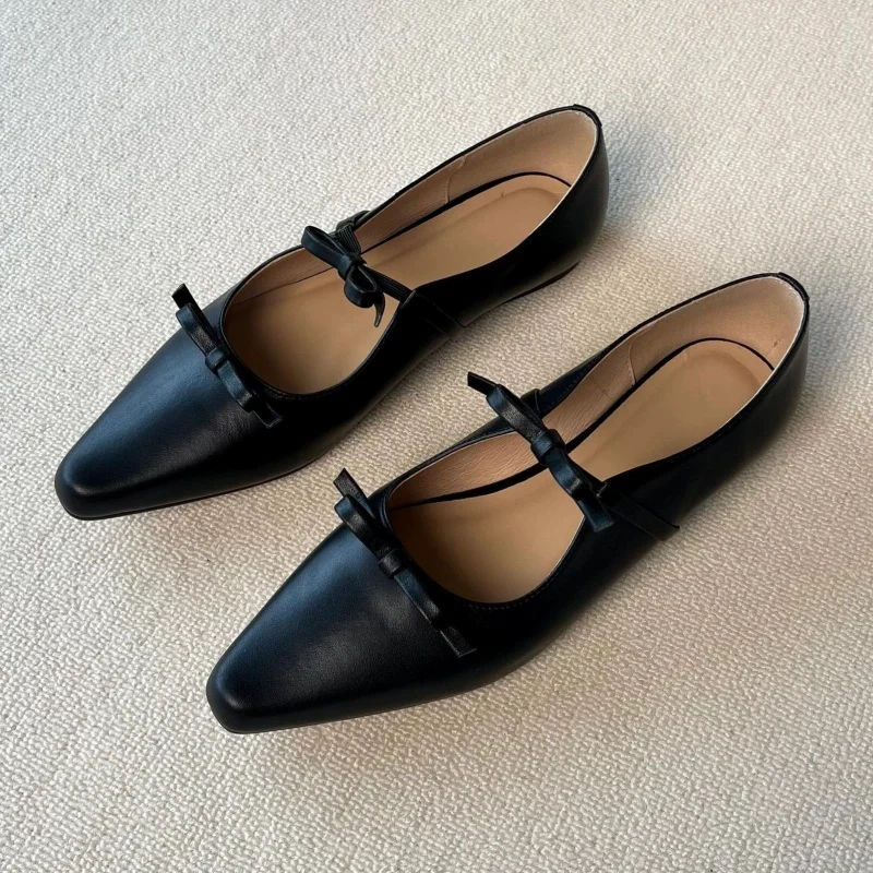 2025 spring new women's low-heeled loafers british style black career and party wear ladies casual Mary Jane Pointe Shoes