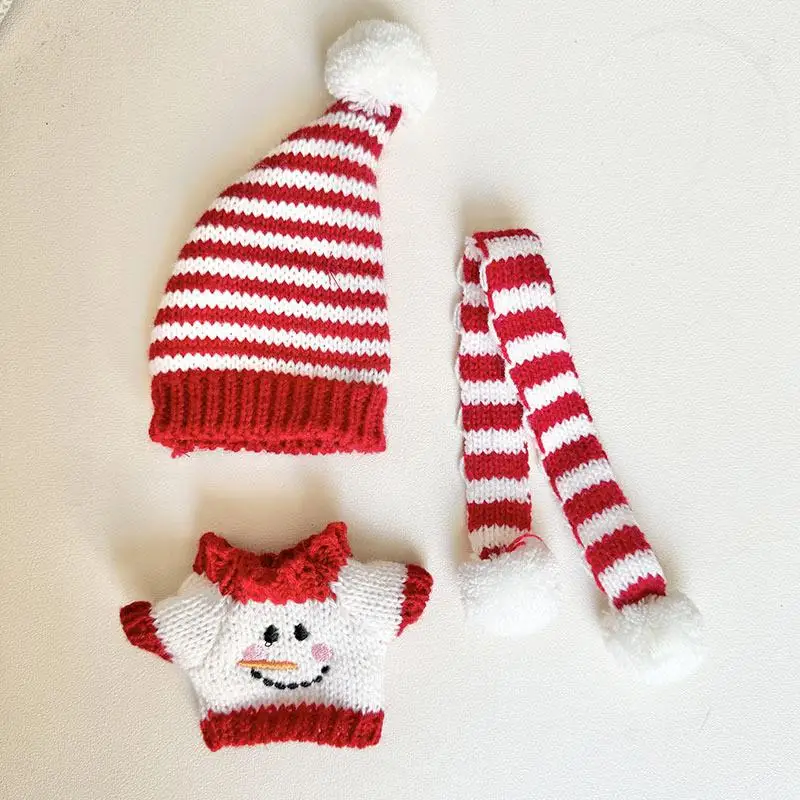 Per 17 cm labubu/mokoko portachiavi Labubu vestiti ciondolo Labubu vestiti per bambini Set cappello a punta pupazzo di neve di Natale