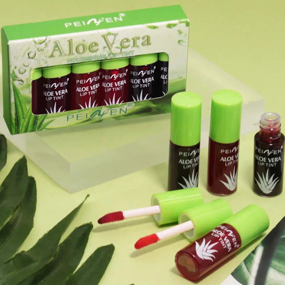 6Pcs Moisturizing Lip Gloss Set Plumping Liquid Lipstick Hydrating Lip Stain Tint Watery Glaze for Lip Cheek Multi-use Makeup