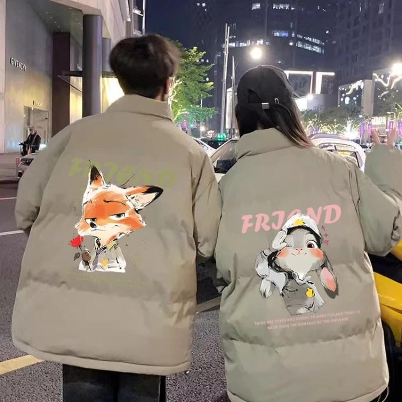 

Зимняя куртка-пуховик для пар в стиле Джуди Хоппс и Ника Уайльда — утолщенная, теплая, оверсайз, с утеплителем из хлопка