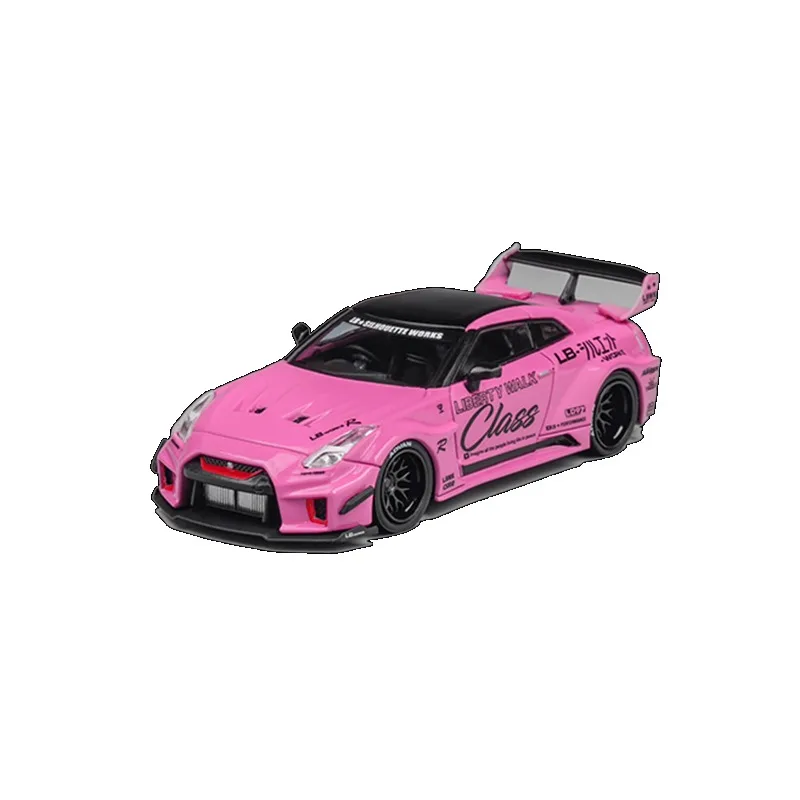 1:64 Nissan GT35RR LBWK pink alloy simulation model, children's collection of decorative toys, holiday gifts for children.