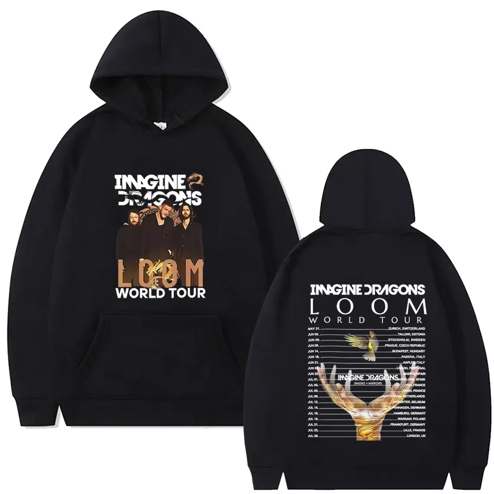

Imagine Dragons Band Loom World Tour 2025 Hoodie Men Women Rock Gothic Oversized Streetwear Male Vintage Fleece Cotton Hoodies