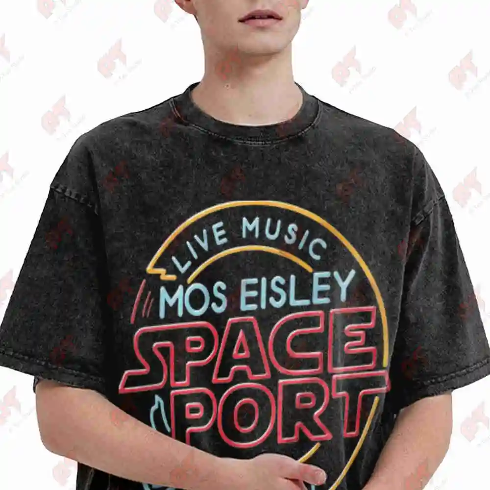 Mos Eisley Space Port Retro Vintage Star Sci Fi Nerd Geek Vintage Washed Tee Pure Cotton T-Shirt