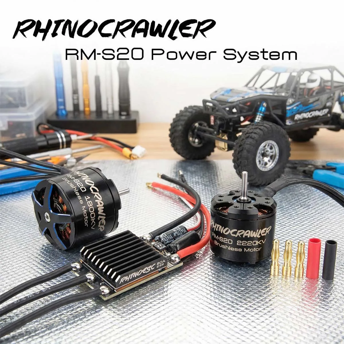 RhinoESC AM32 Crawler ESC Power System RM-S20 80A Brushless Motor Combo for Axial SCX10 Traxxas TRX-4 MOA RC Crawler Kit