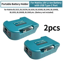 2pcs For Makita 18V with USB Type-C Battery Holder for Makita 18V Battery BL1840 BL1850 BL1860 Charger Adapter Fast Charging