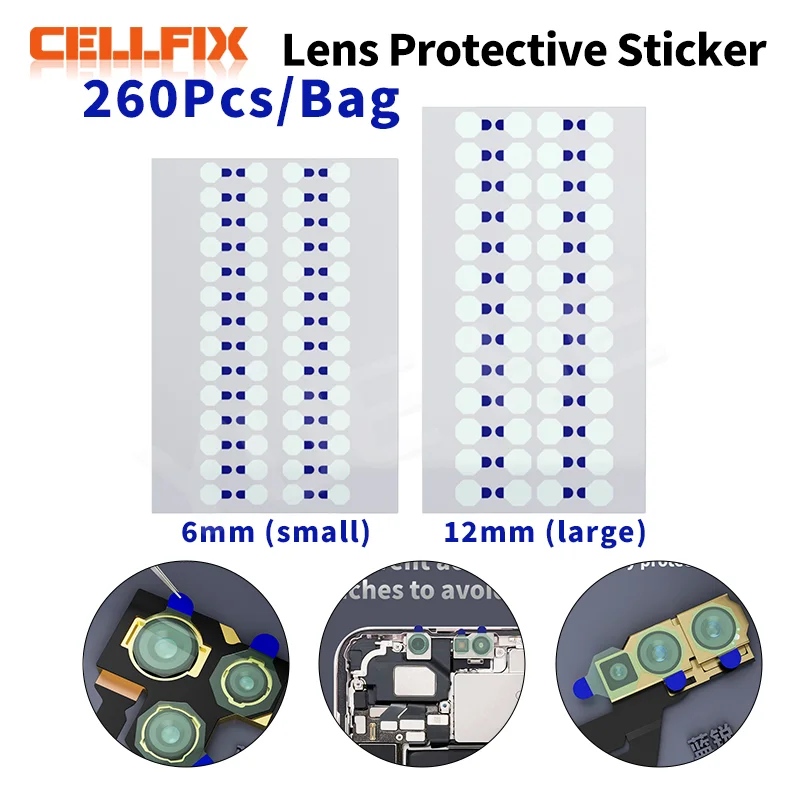 

Lanrui S3 Phones Camera Protective Sticker Tools 6/12MM 260Pcs for Smart Phones Rear/Front Camera Repair Anti-Scratch Dust-Proof