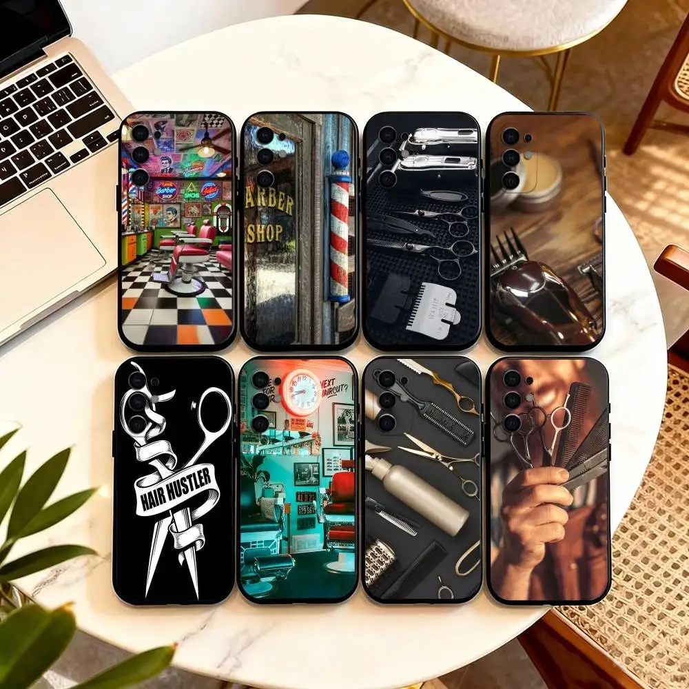 Barber Shop Hair Stylist Salon   Phone Case For Samsung S25,S24,S21,S22,S23,S30,Ultra,S20,Plus,Fe,Soft Silicone Black Cover