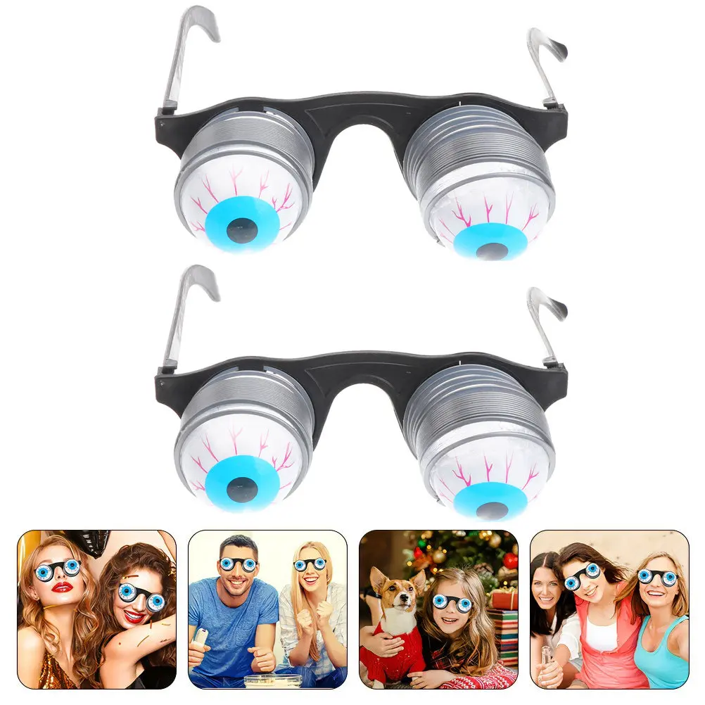 

2Pcs Bounce Eyeball Glasses Halloween Scary Prank Prop Funny Novelty Eyewear for Party Haunted House Bar Decor Festival Costume