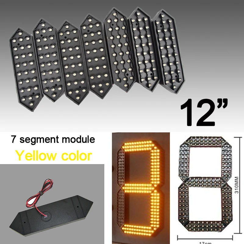 

Хорошая цена 12-дюймовый модуль цифровых 7-сегментных цифр желтого цвета, наружный водонепроницаемый, светодиодные газовые ценовые знаки