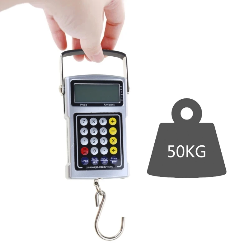 X37E 7-in-1 Luggage Scale with Clock Temp Test Calculate Price Count Tape Function 50kg/20g Luggage Balance Hanging Gram-