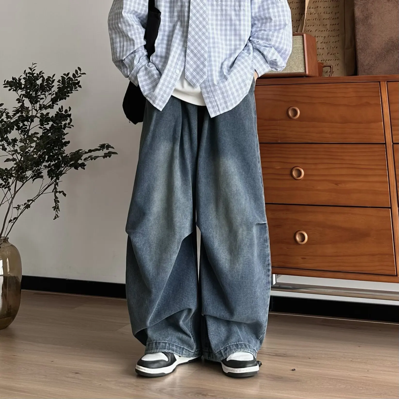 Baggy Jeans Men Japanese Streetwear Fashion Cityboy Loose Casual Wide Leg Jean Denim Pants Women Oversize Trousers