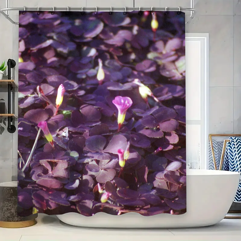 

Фиолетовая занавеска для душа с цветочным принтом: декор для ванной комнаты с яркими розовыми цветами, водонепроницаемая ткань для домашнего использования