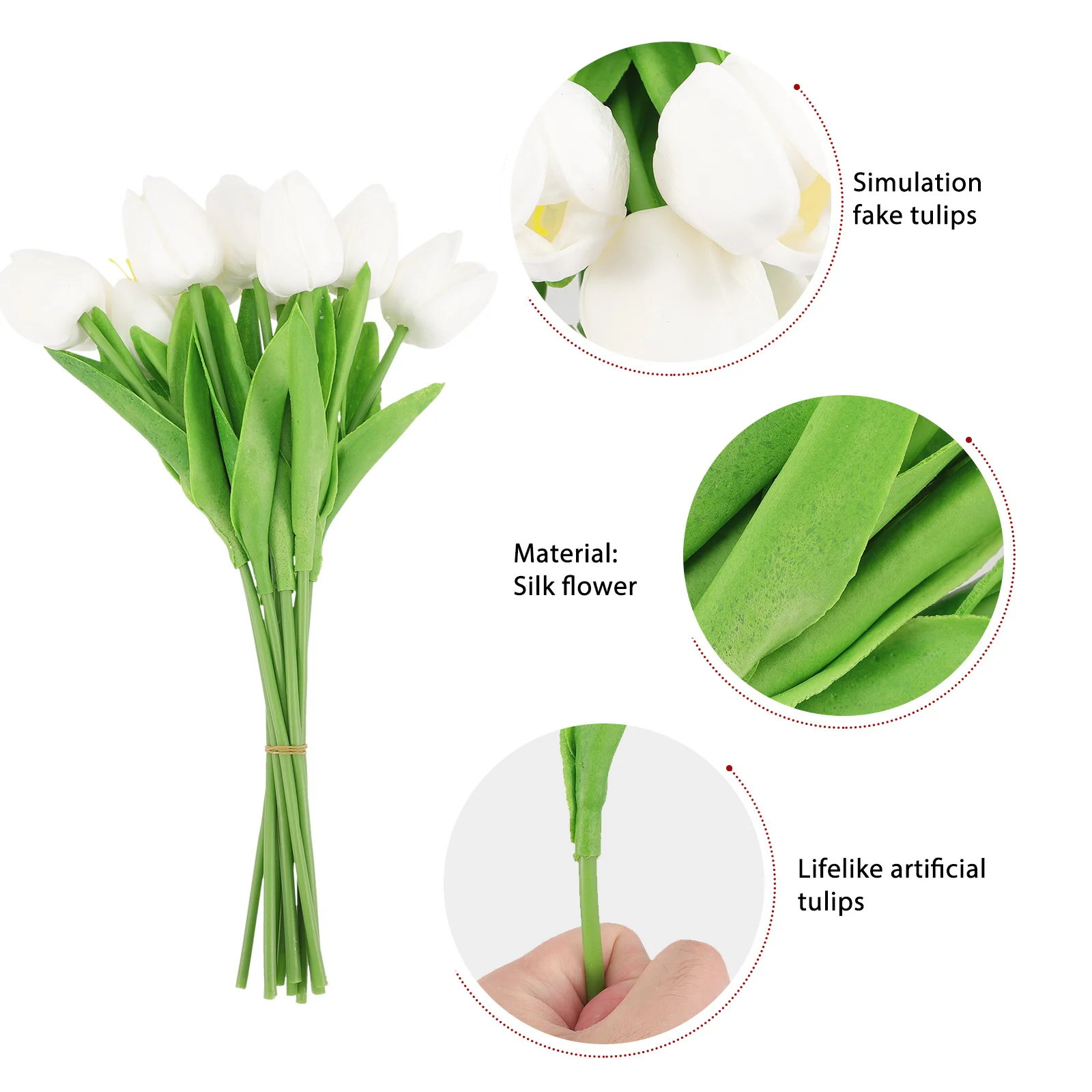 

10Pcs Realistic Artificial Tulips Lifelike Flowers for Home Wedding Decor Artificial Flowers Fake Tulip Tulip Flower Prop