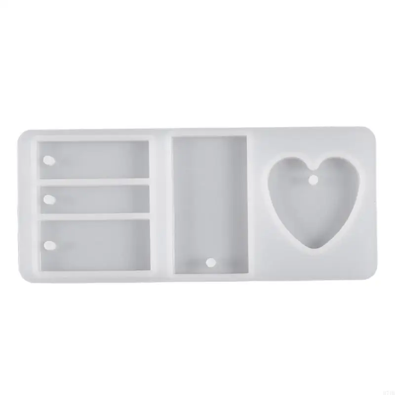 

37JB DIY Crystal Resin Heart Rectangle Pendant Mold for Jewelry Making Silicone Mould