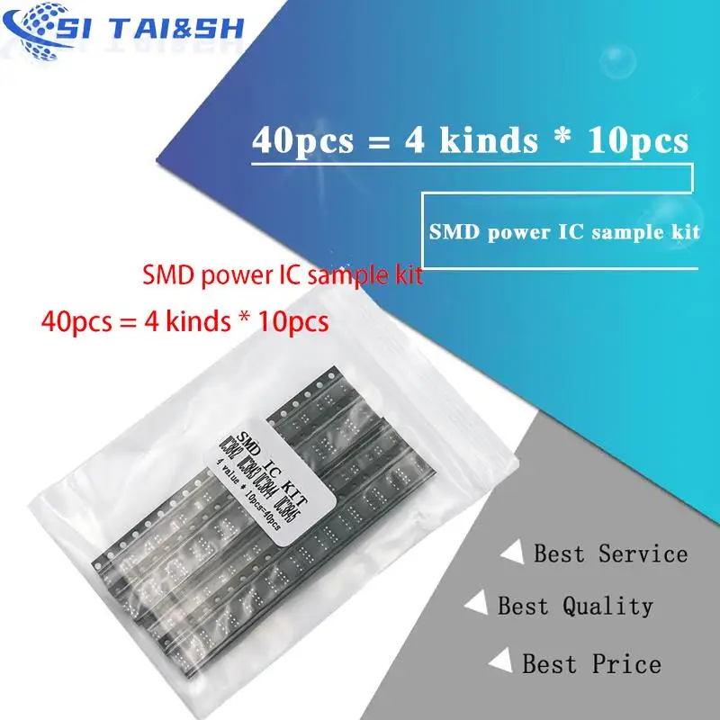 SMD power IC sample kit  40pcs = 4 kinds * 10pcs  UC3842 UC3843 UC3844 UC3845 sop   Each 10pcs   kit