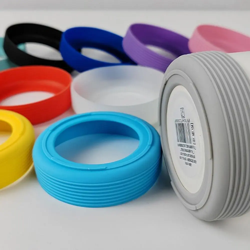 New Silicone Cup Sleeve Set Stripe Multicolor Non-slip Coaster Sleeve 6.5CM Threaded Cup Cover