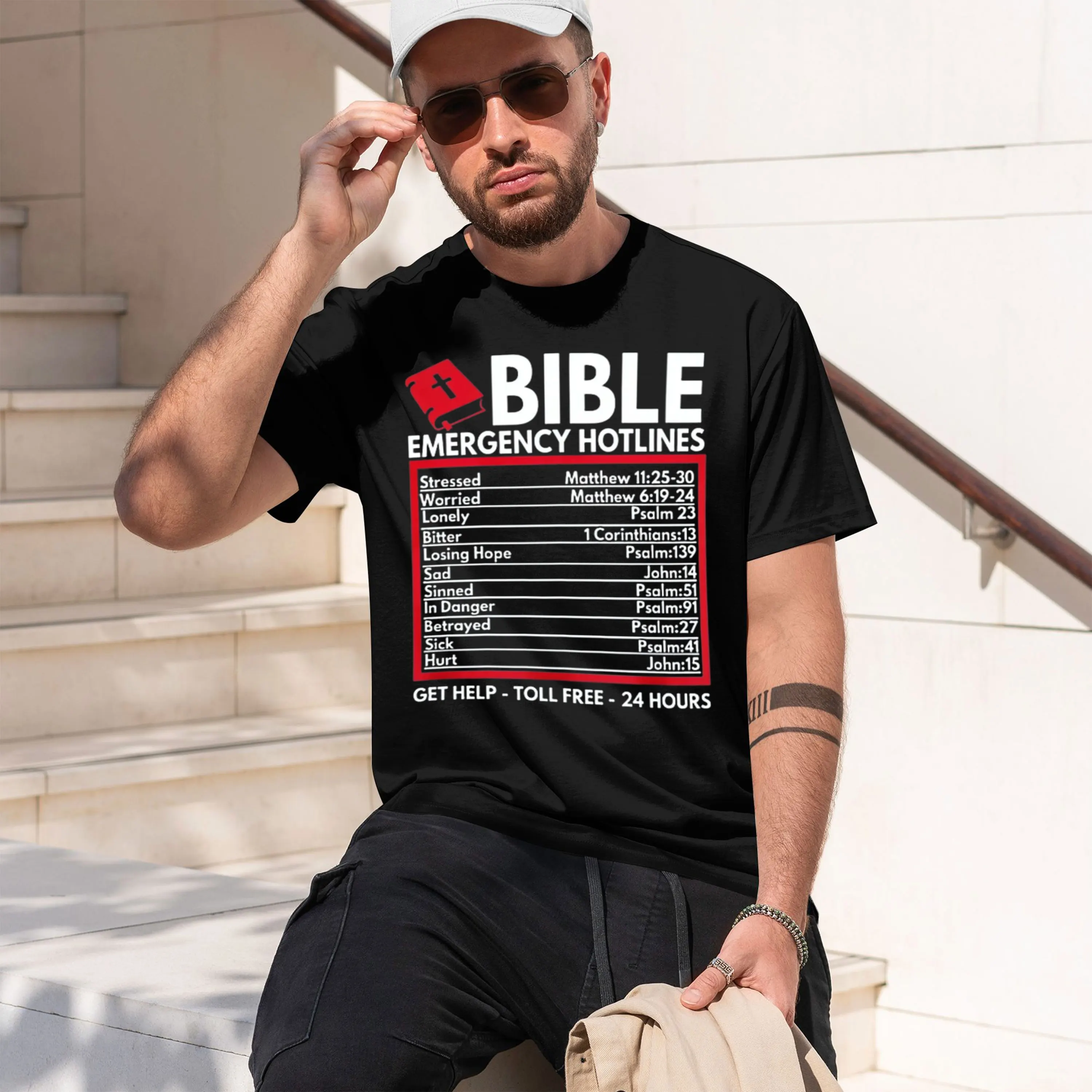 Bible Emergency Hotlines Verses Graph T-Shirt ristian Faith Str Relief Casual Summer Believer Comfort Gift Tee 2026 New Model Sh
