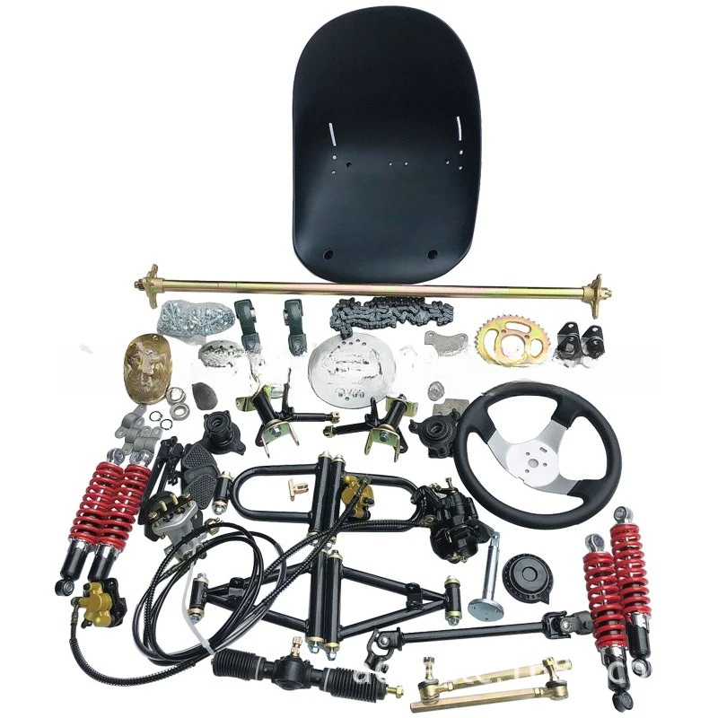 Kart one-to-three disc brakes four wheels, accessories front and rear suspension steering wheel steering 1 meter rear axle