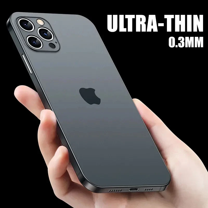 0.3mm Ultra Thin Transparent Matte Case For iPhone 16 15 14 Plus 13 12 Mini 11 Pro Max Hard PP Frosted Back Cover Soft Shell