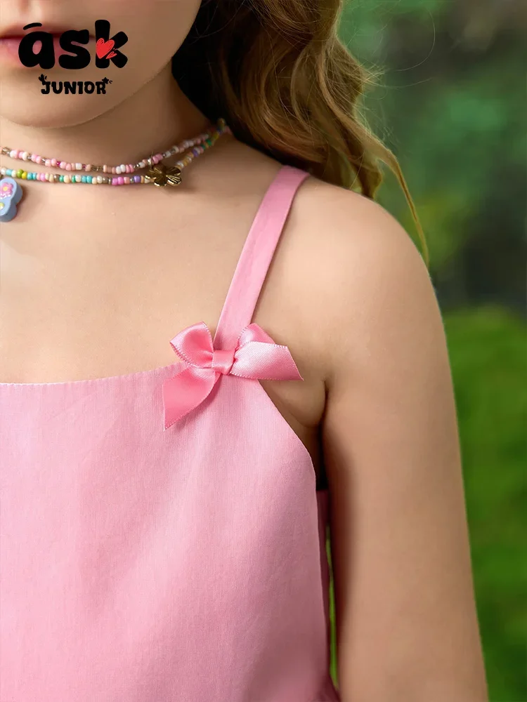 فستان صيفي للأميرة بحمالات متطابقة الألوان للفتيات الصغيرات من ASK #5