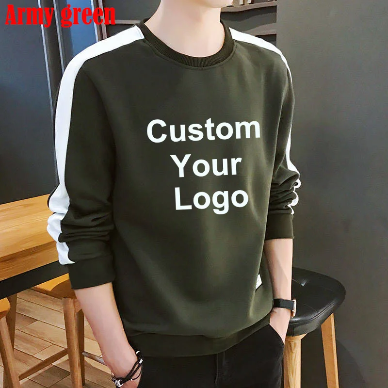 New Pullover Men Custom Your Logo  Autumn Winter Round Collar Sweater Men Casual Striped Men Tops