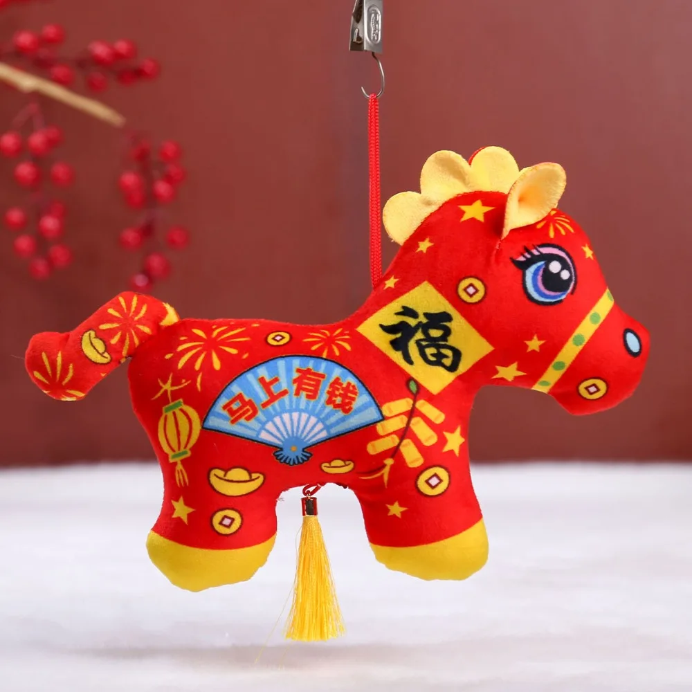 Bonito cavalo de pelúcia boneca pingente 11/13/16/24cm 2026 ano de cavalo animal de pelúcia cavalo kawaii realista zodíaco mascote bonecas