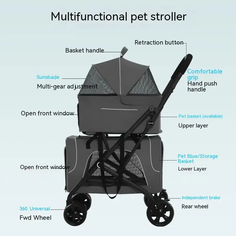 Luxury Removable and Multi-Functional Pet Basket Carrier Double Decker