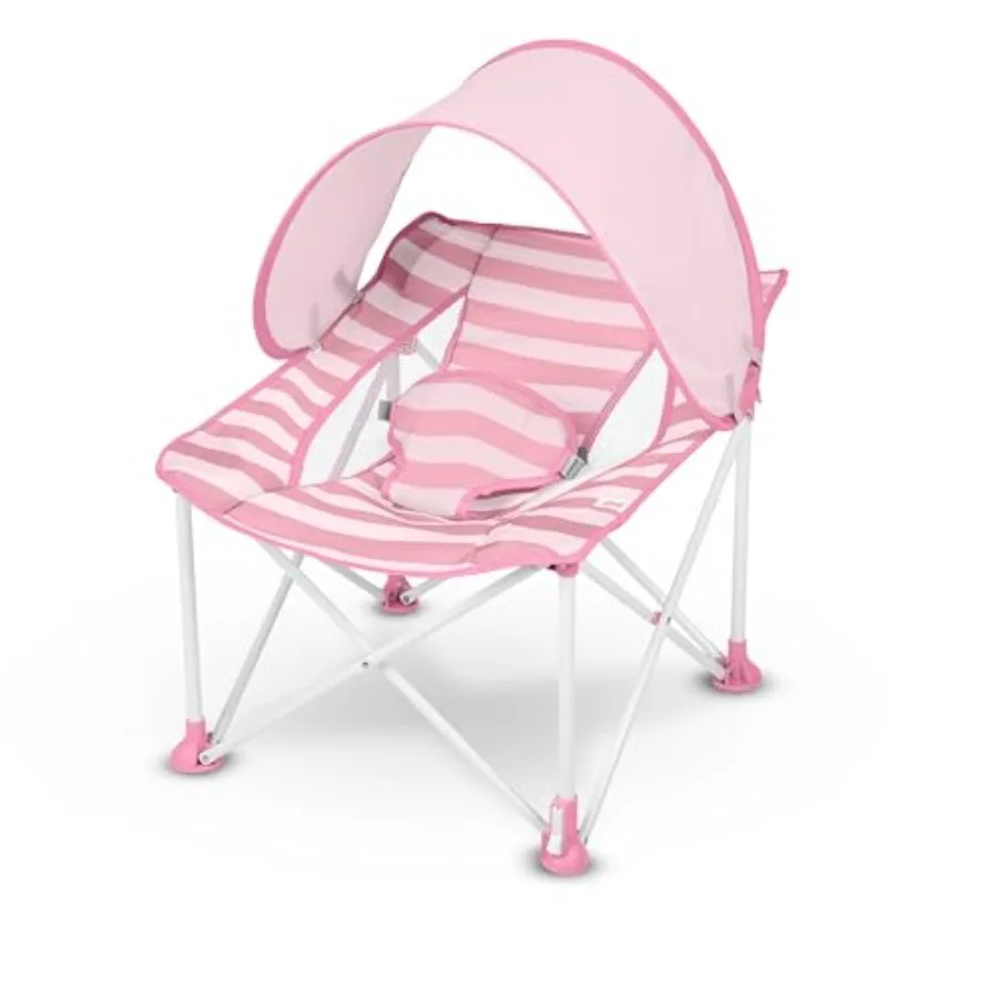 

Bright Starts Pop 'N Chill Baby Chair Travel Seat, Indoor/Outdoor Use, Portable Infant Seat with Removable UPF 50+ Canopy, , 0-
