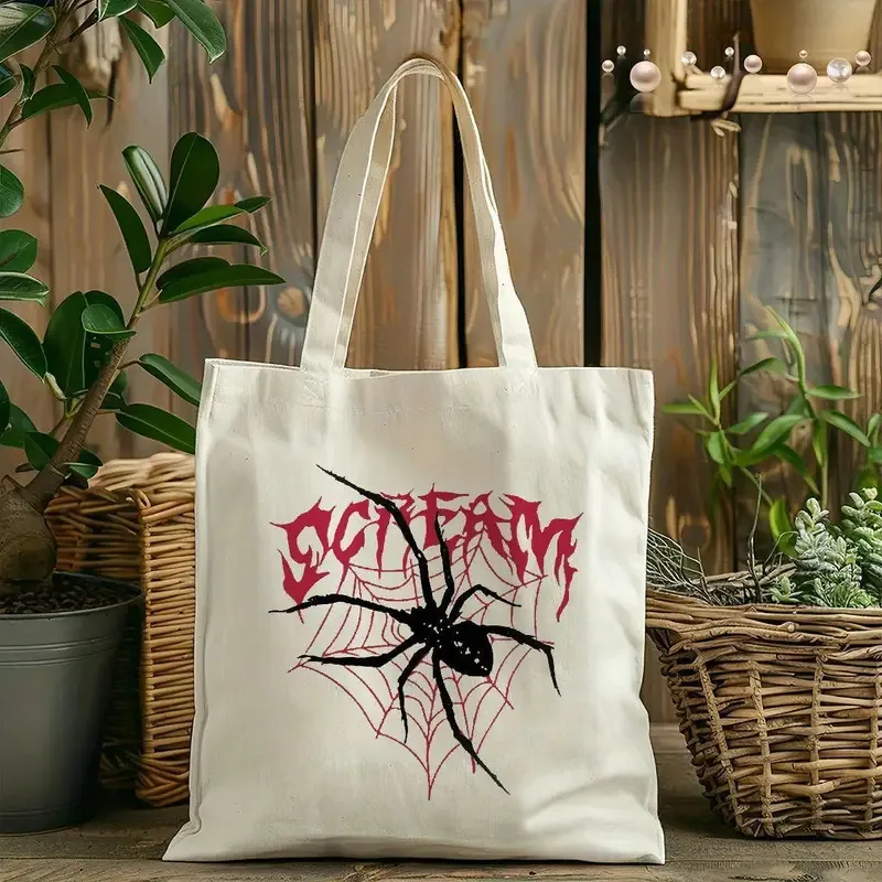 

Dark Punk Handbag Spider Large Capacity Tote Bag Women's Daily Eco Friendly Bag Portable Foldable Tote Bag Commuter Bag