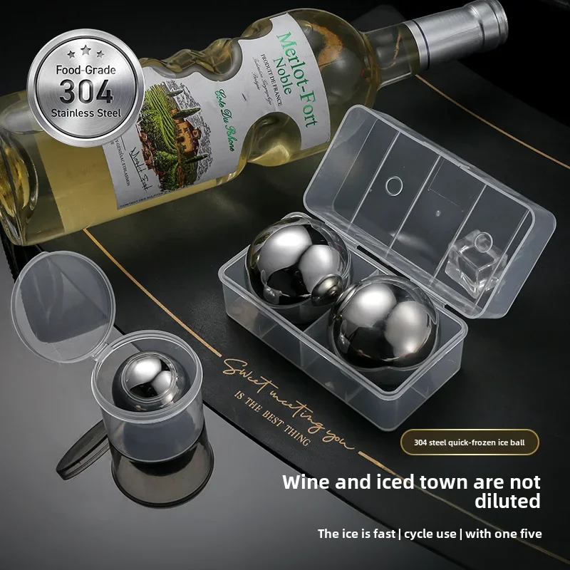 Cross-border Amazon Tiktok304 Stainless Steel Food-grade Ice Cubes Whisky Wine Ice Balls Beverage Cooling Accessories