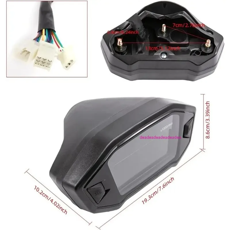 Universal Motorcycle Speedometer Digital Odometer , Motorcycle LCD Odometer Waterproof Speed Gauge for 1 2 4 Cylinder