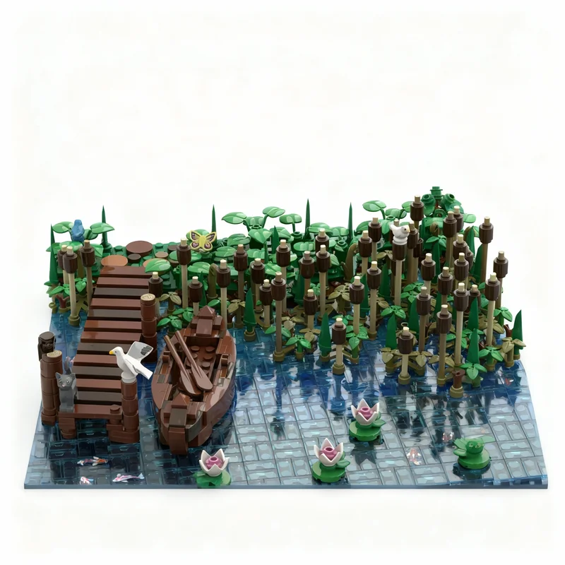 1417pcs MOC Kasteel Hohengeroldseck Lake Reeds Boot Model Bouwstenen Constructie Speelgoed Baksteen Kinderen Kerstcadeaus Verjaardag